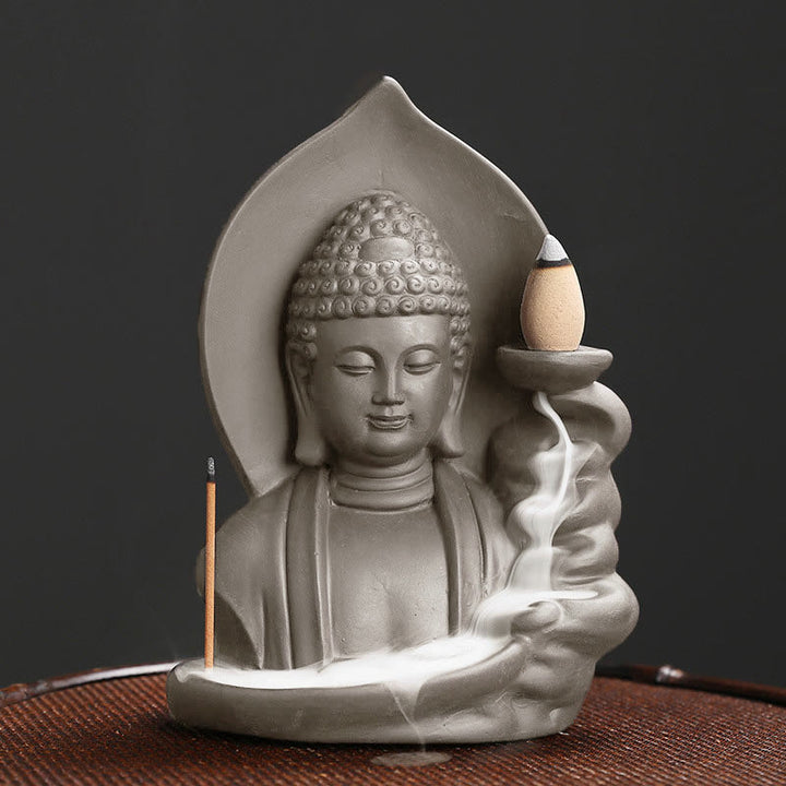 Tibetan Avalokitesvara Buddha Lotus Healing Backflow Smoke Fountain Incense Burner - Buddha - image 13