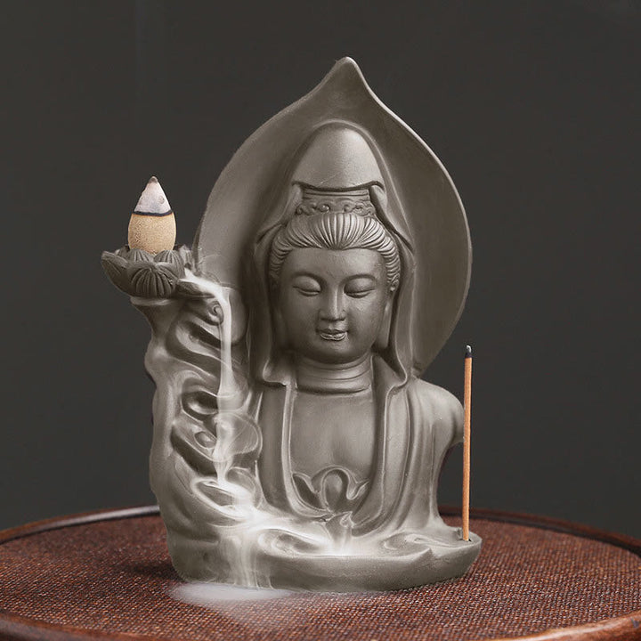 Tibetan Avalokitesvara Buddha Lotus Healing Backflow Smoke Fountain Incense Burner - Avalokitesvara - image 1