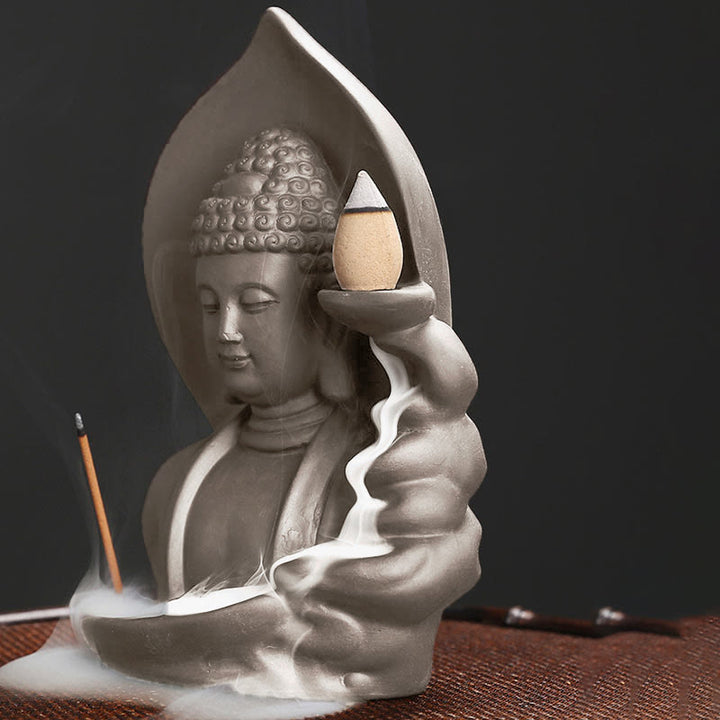Tibetan Avalokitesvara Buddha Lotus Healing Backflow Smoke Fountain Incense Burner - image 15