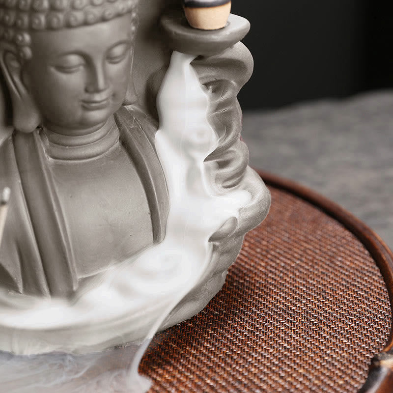 Tibetan Avalokitesvara Buddha Lotus Healing Backflow Smoke Fountain Incense Burner - image 19