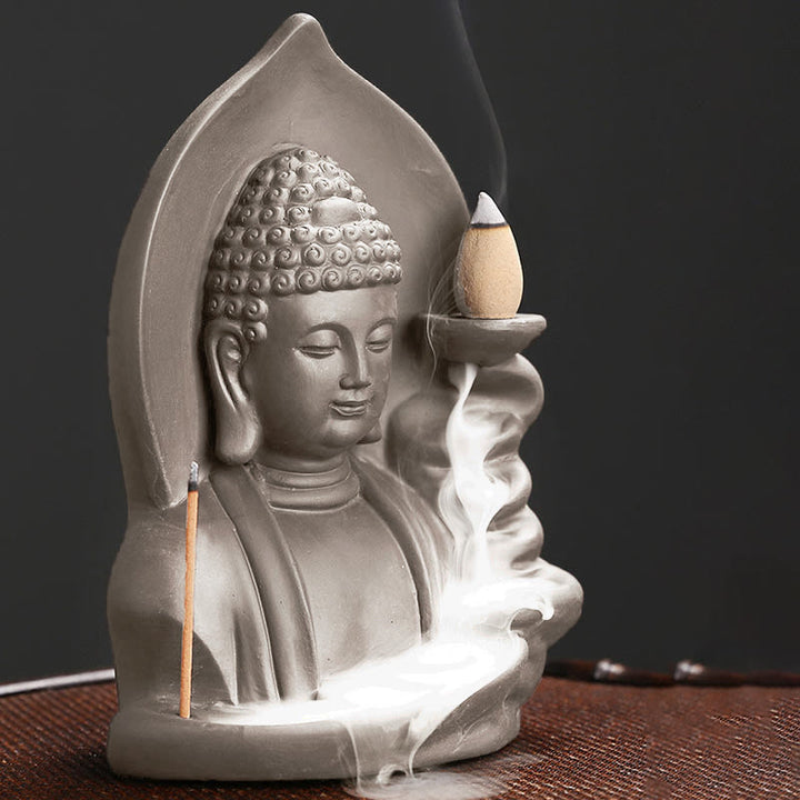 Tibetan Avalokitesvara Buddha Lotus Healing Backflow Smoke Fountain Incense Burner - image 14