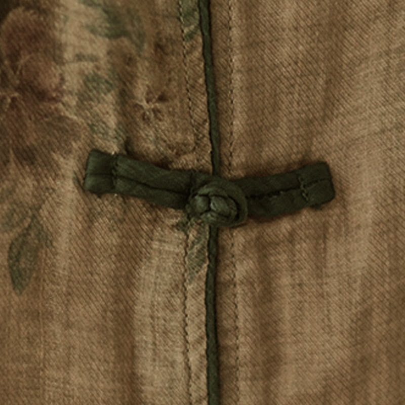 Buddha Stones Purple Flower Print Frog-Button Design Shirt - image 7