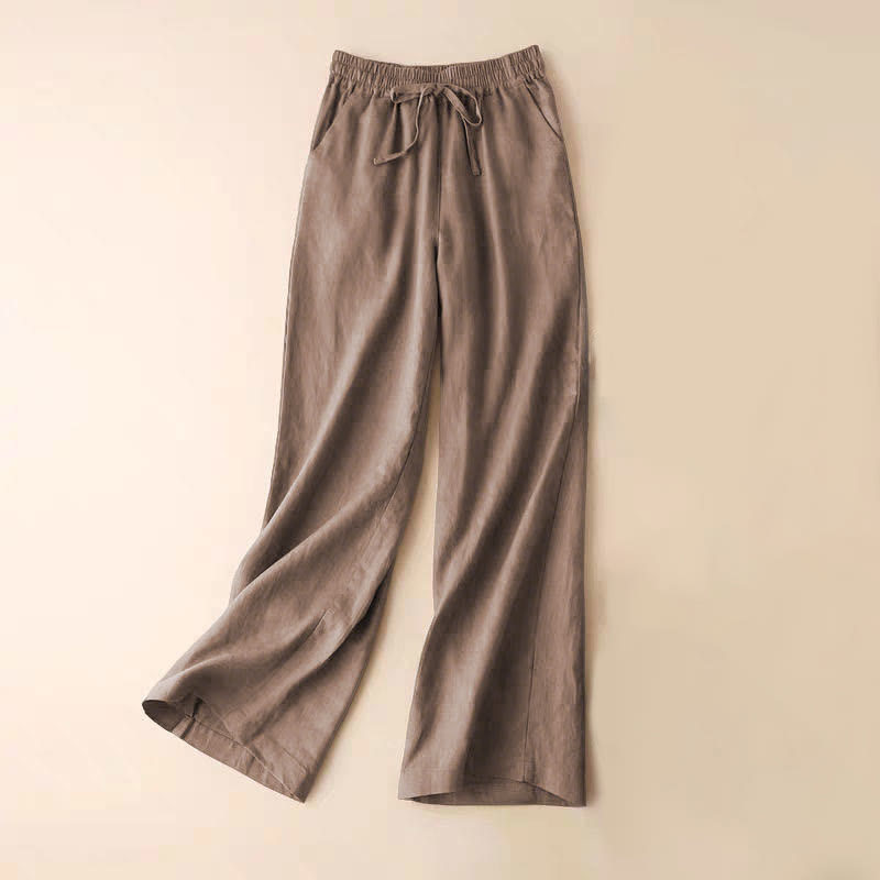 Buddha Stones Casual High Waist Lace-up Wide Leg Pants With Pockets - Tan - US12，UK/AU16，EU44 (3XL) - image 28