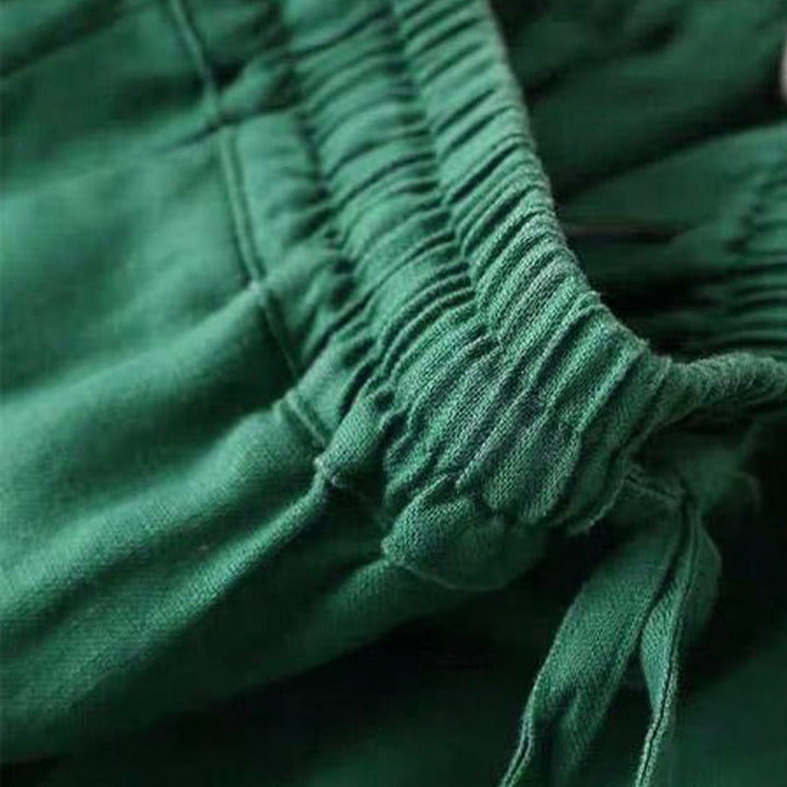Buddha Stones Casual Cotton Linen High Waist Lace-up Wide Leg Pants With Pockets - image 12