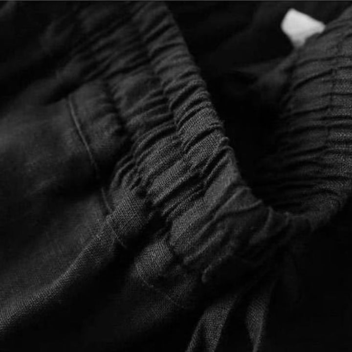 Buddha Stones Casual Cotton Linen High Waist Lace-up Wide Leg Pants With Pockets - image 19