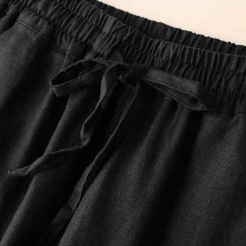 Buddha Stones Casual High Waist Lace-up Wide Leg Pants With Pockets - image 19