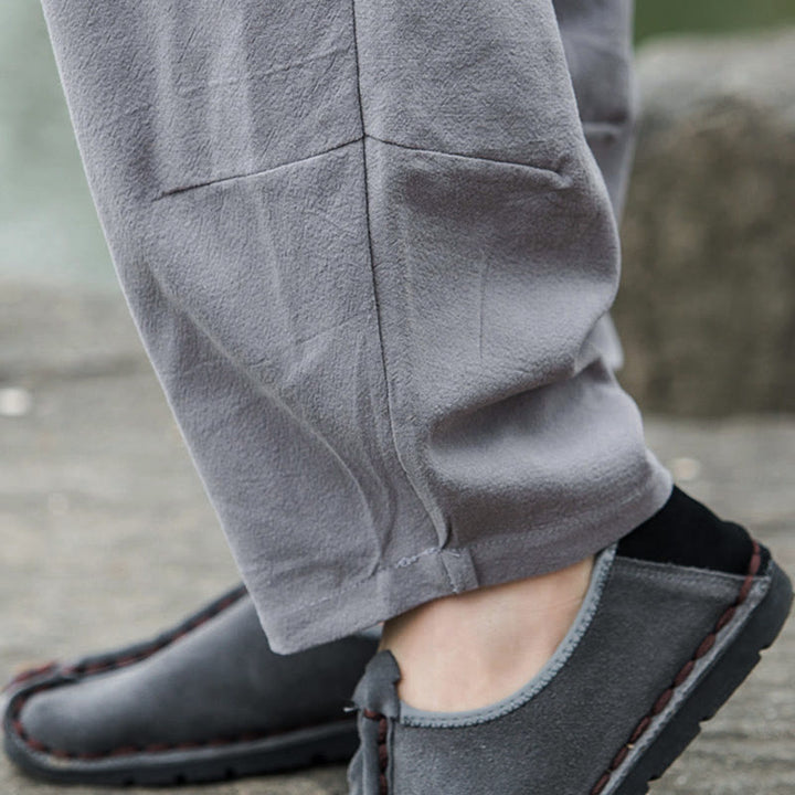 Buddha Stones Plain Casual Linen Bloomer Men's Pants With Pockets - image 19