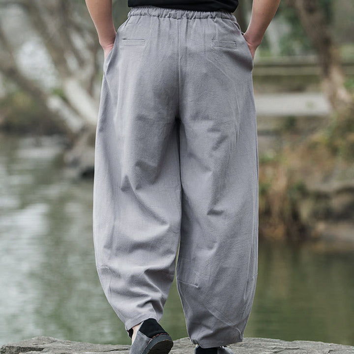 Buddha Stones Plain Casual Linen Bloomer Men's Pants With Pockets - image 14