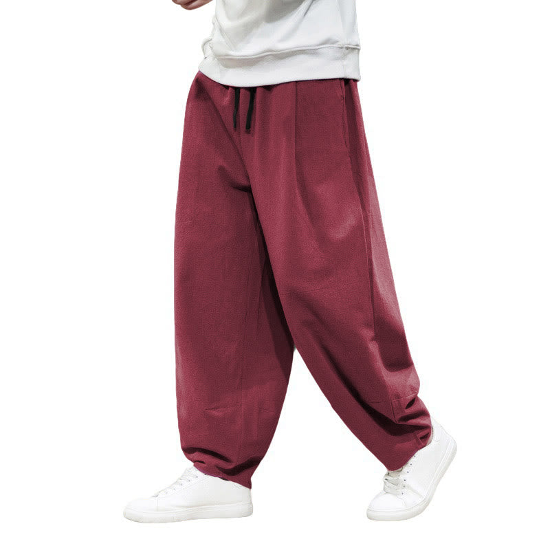 Buddha Stones Plain Casual Linen Bloomer Men's Pants With Pockets - image 10