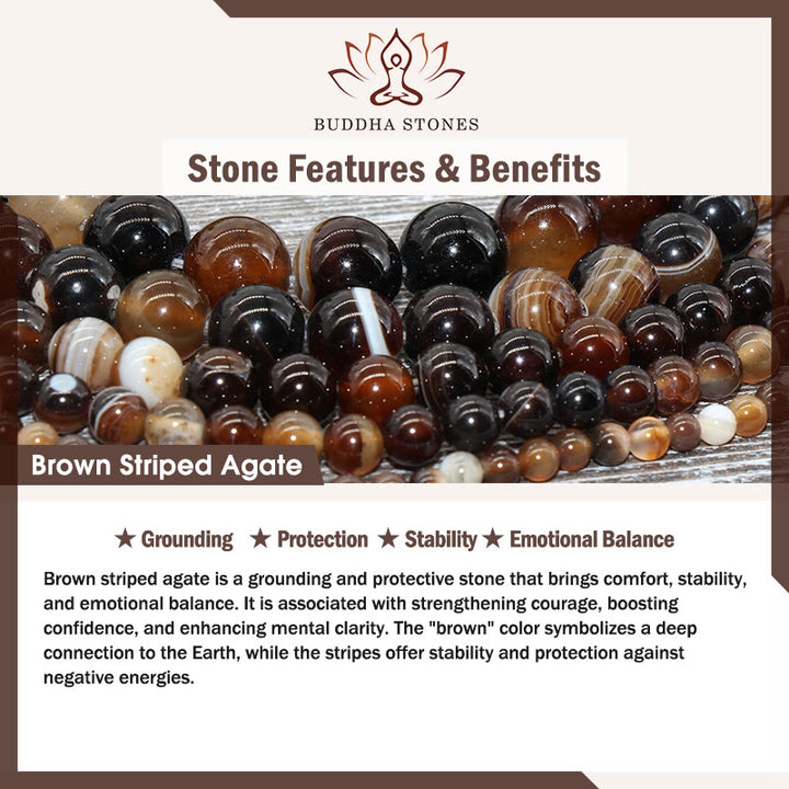Buddha Stones Chocolate Siamese Cat Dark Brown Striped Agate Bead Protection Bracelet - image 6