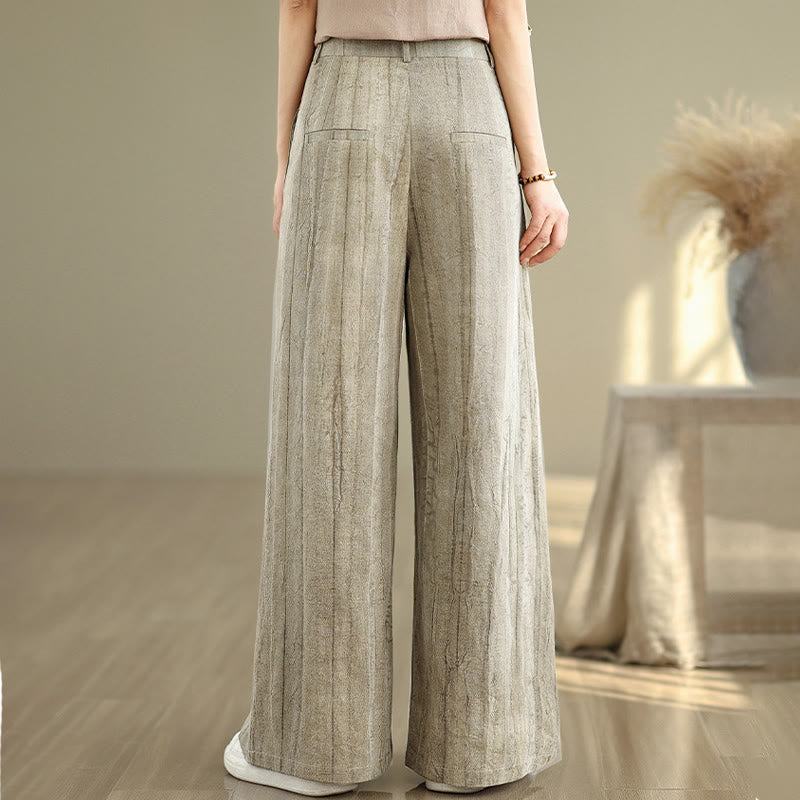 Buddha Stones Casual Tan Women's Cotton Elastic Waist  Wide Leg Pants With Pockets - image 2