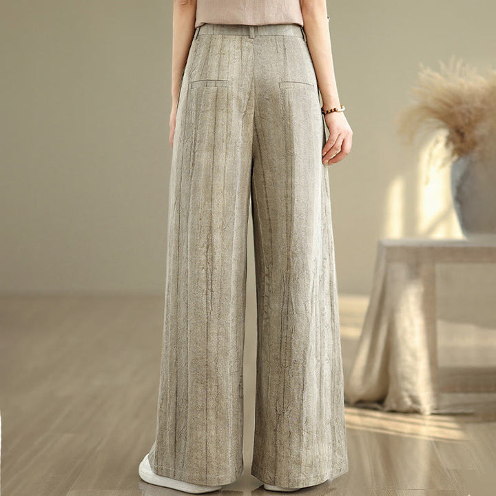 Buddha Stones Casual Tan Women's Cotton Elastic Waist  Wide Leg Pants With Pockets - image 2