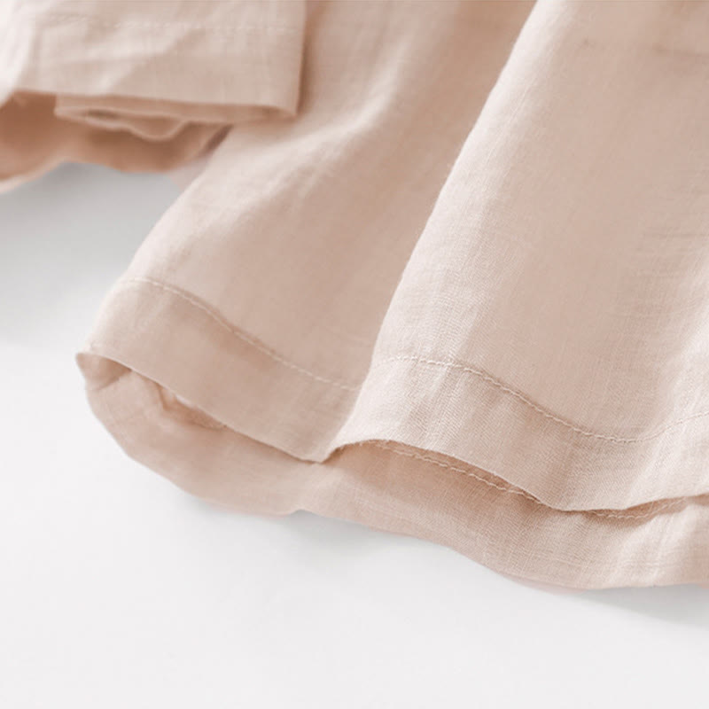 Buddha Stones Casual Flower Embroidery Women's Cotton Linen Elastic Waist  Wide Leg Pants With Pockets - image 22