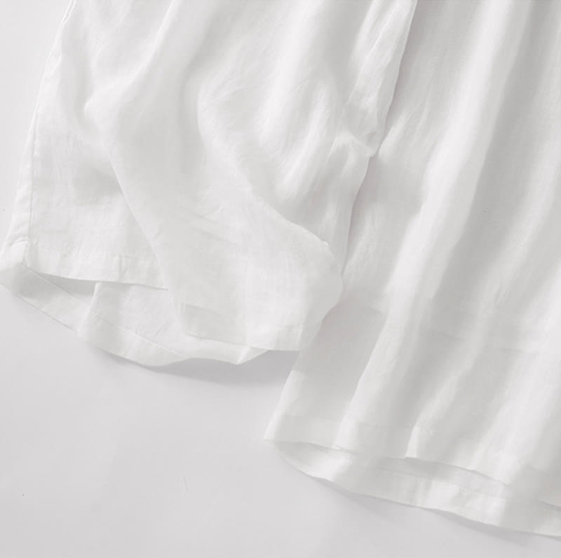 Buddha Stones Casual Flower Embroidery Women's Cotton Linen Elastic Waist  Wide Leg Pants With Pockets - image 30