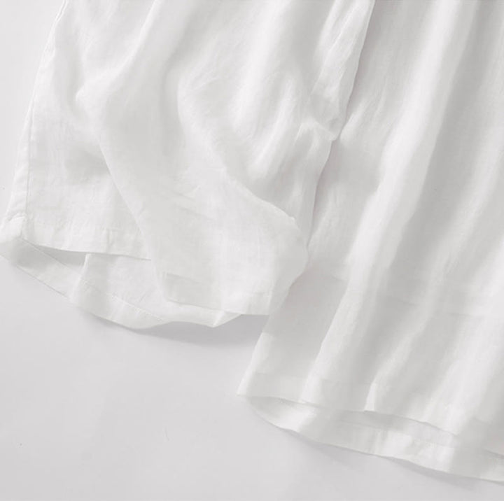 Buddha Stones Casual Flower Embroidery Women's Cotton Linen Elastic Waist  Wide Leg Pants With Pockets - image 30