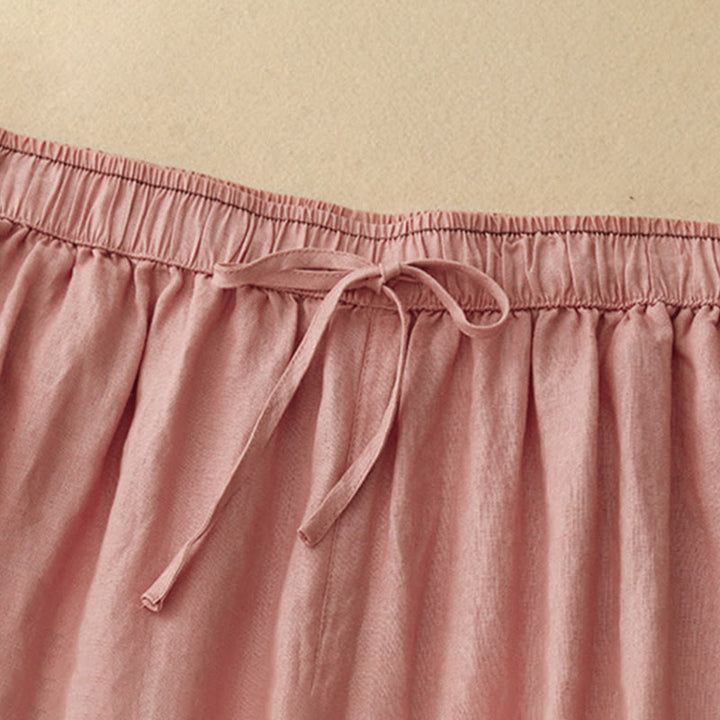 Buddha Stones Casual Embroidered Petals Women's Cotton Linen 7-8 Length Harem Pants With Pockets - image 15