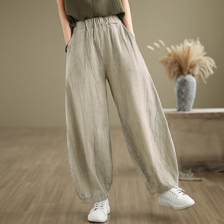 Buddha Stones Casual Plain Women's Cotton Linen Harem Pants With Pockets - image 4
