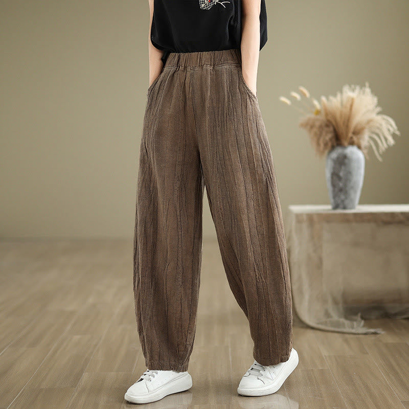 Buddha Stones Casual Plain Women's Cotton Linen Harem Pants With Pockets - image 12