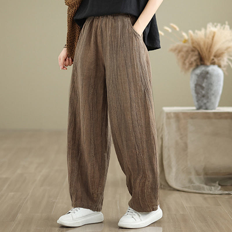 Buddha Stones Casual Plain Women's Cotton Linen Harem Pants With Pockets - image 9