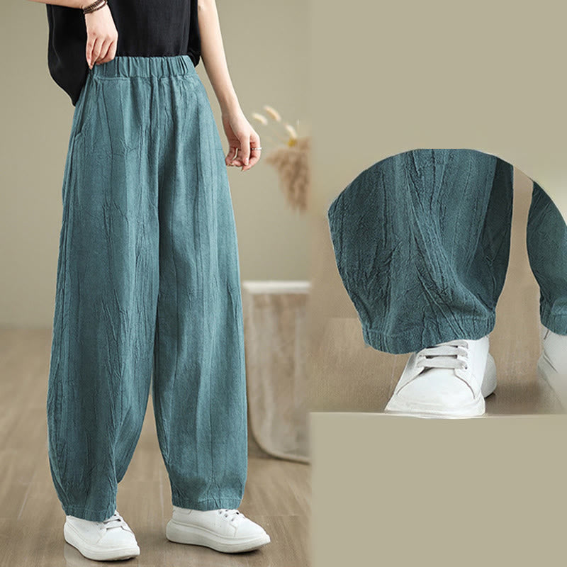 Buddha Stones Casual Plain Women's Cotton Linen Harem Pants With Pockets - image 18