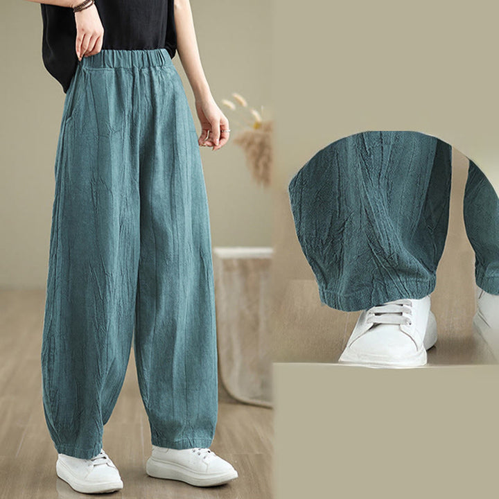 Buddha Stones Casual Plain Women's Cotton Linen Harem Pants With Pockets - image 18