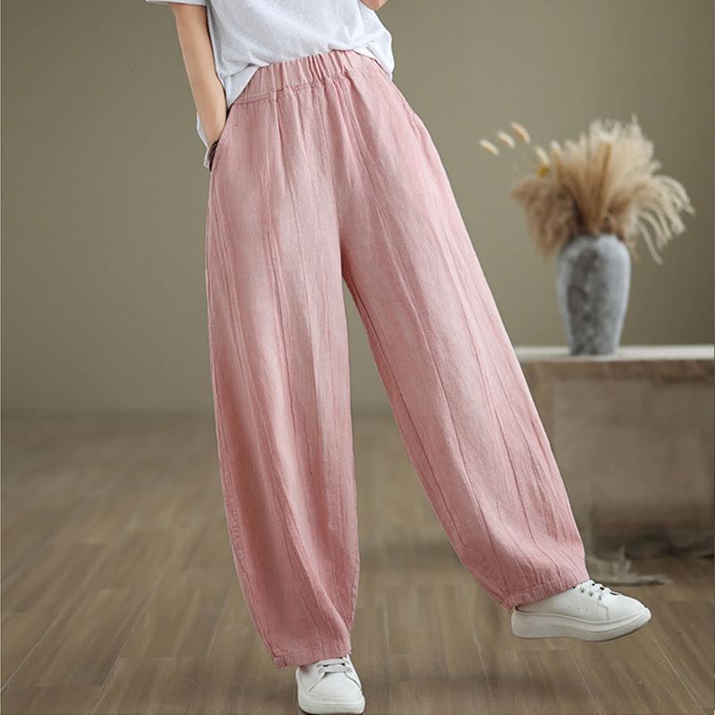 Buddha Stones Casual Plain Women's Cotton Linen Harem Pants With Pockets - image 22