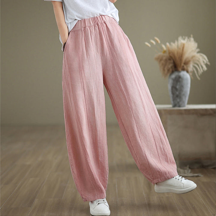 Buddha Stones Casual Plain Women's Cotton Linen Harem Pants With Pockets - image 22