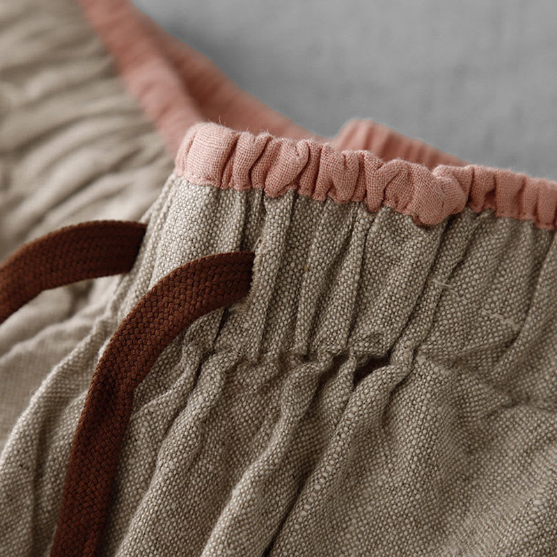 Buddha Stones Casual Daily Drawstring Simple Design Women's Cotton Linen Pants With Pockets - image 6