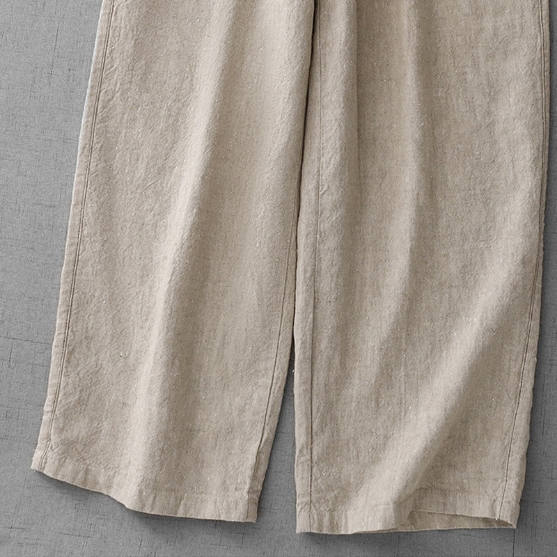 Buddha Stones Casual Daily Drawstring Simple Design Women's Cotton Linen Pants With Pockets - image 9