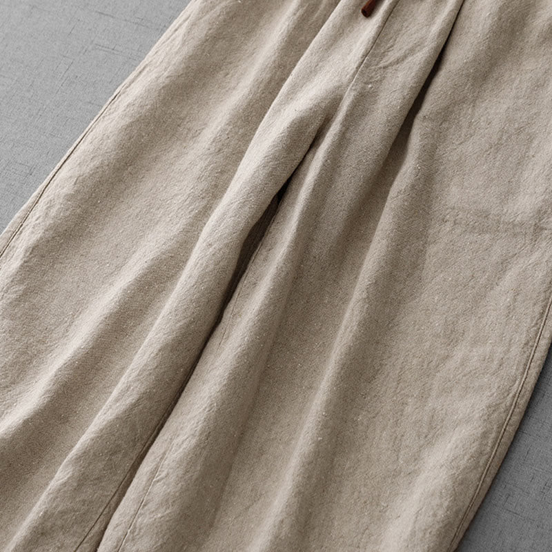 Buddha Stones Casual Daily Drawstring Simple Design Women's Cotton Linen Pants With Pockets - image 11