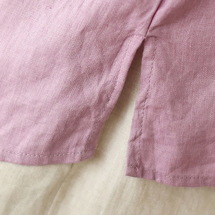 Buddha Stones Embroidered Slanted Buttons Cotton Linen Women's Shirt - image 11