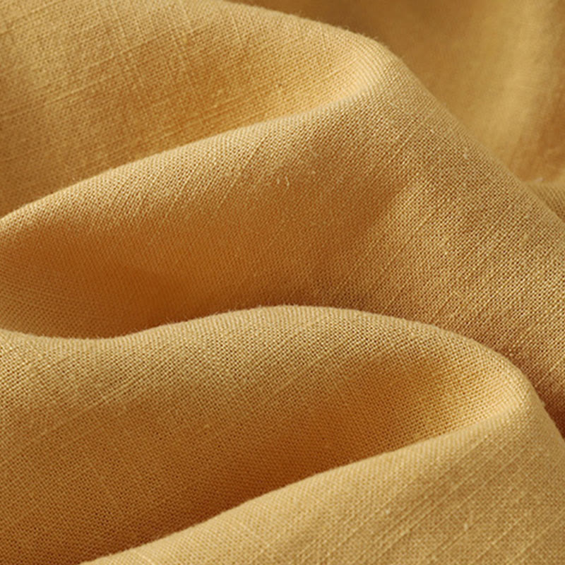 Buddha Stones Plain Slanted Buttons Cotton Linen Women's Shirt - image 1