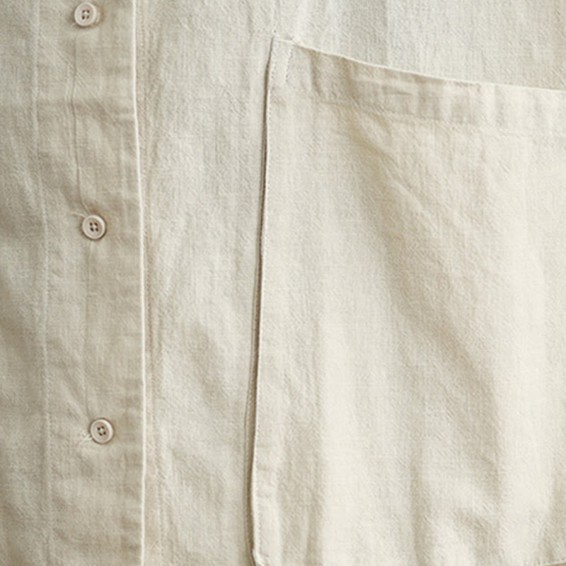 Buddha Stones Plain Design Long Sleeve Women's Cotton Linen Jacket With Pockets - image 9