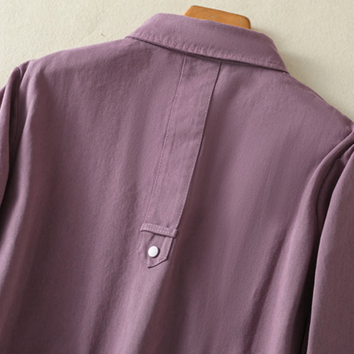 Buddha Stones Plain Button Design Stand Collar Women's Cotton Jacket - image 3