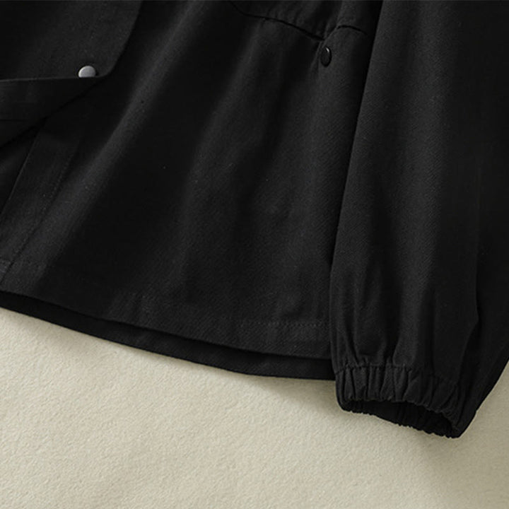 Buddha Stones Plain Button Design Stand Collar Women's Cotton Jacket - image 10