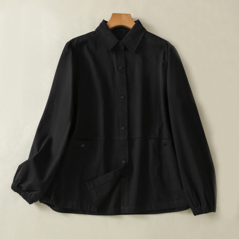 Buddha Stones Plain Button Design Stand Collar Women's Cotton Jacket - Black - US14，UK/AU18，EU46 (2XL) - image 9