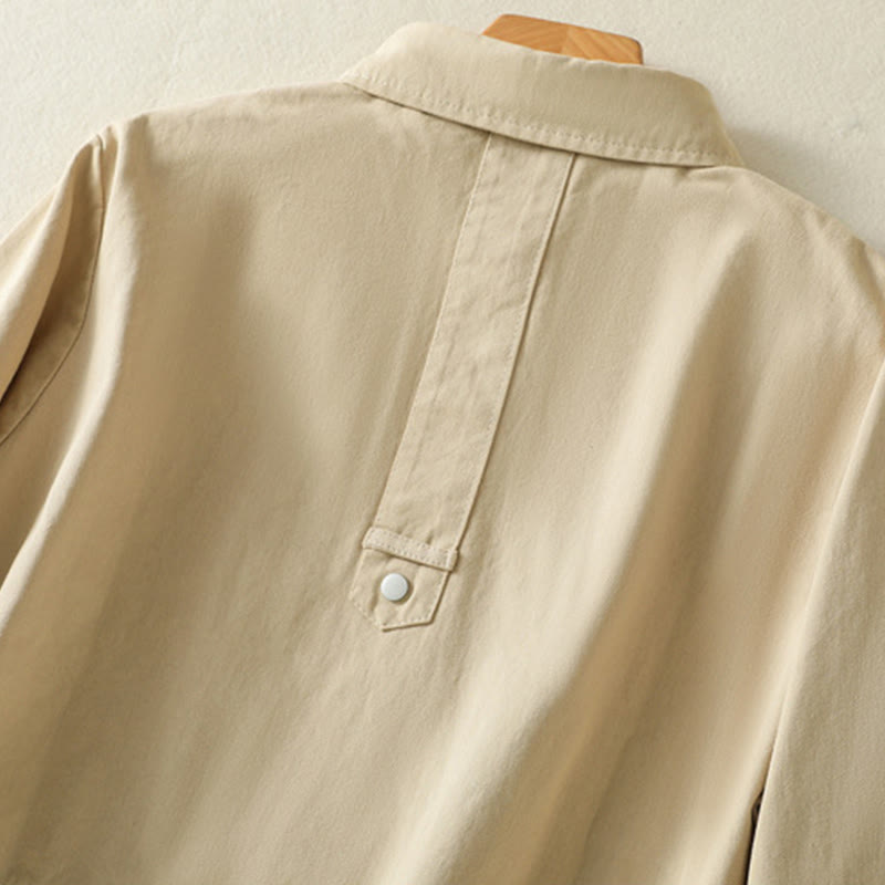 Buddha Stones Plain Button Design Stand Collar Women's Cotton Jacket - image 24