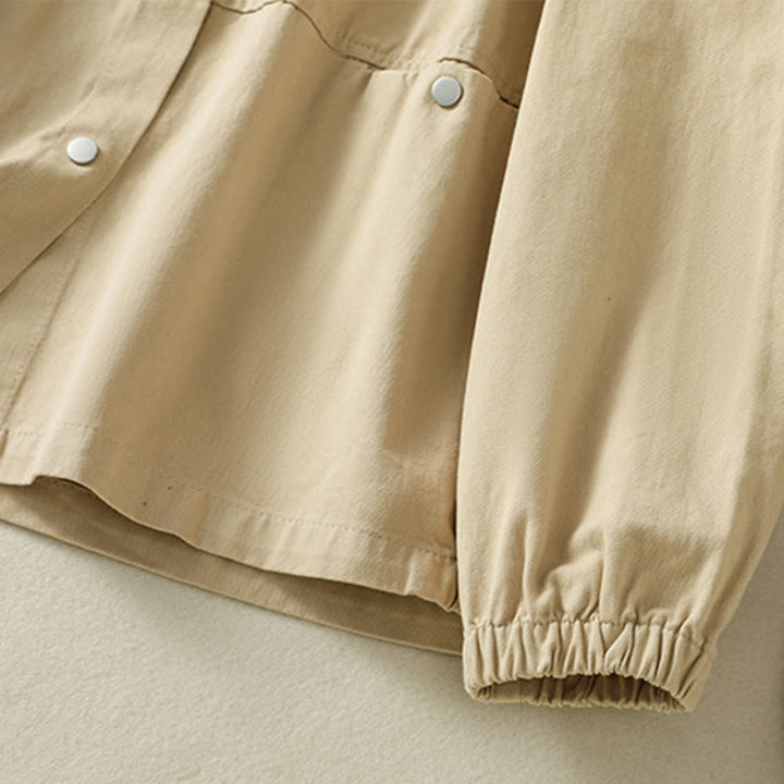 Buddha Stones Plain Button Design Stand Collar Women's Cotton Jacket - image 24