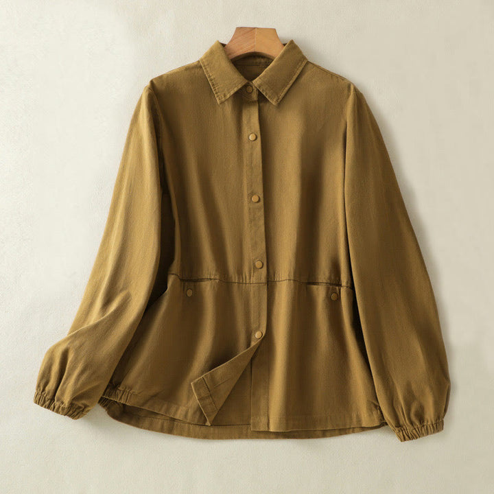 Buddha Stones Plain Button Design Stand Collar Women's Cotton Jacket - DarkGoldenrod - US14，UK/AU18，EU46 (2XL) - image 27
