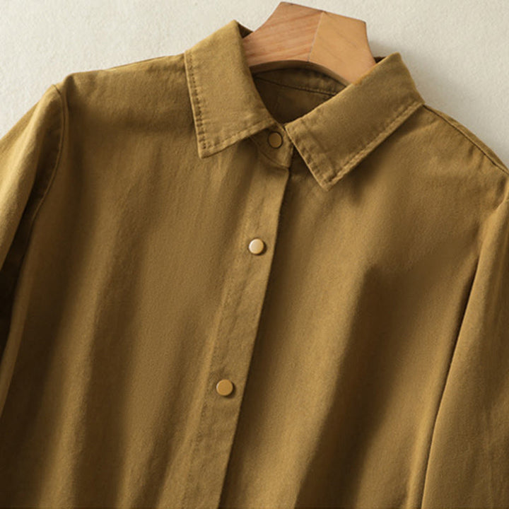 Buddha Stones Plain Button Design Stand Collar Women's Cotton Jacket - image 29