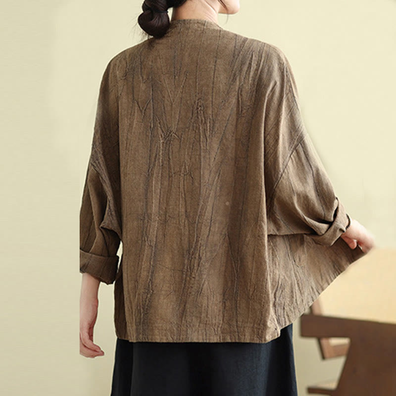 Buddha Stones Plain Long Sleeve Women's Cotton Linen Jacket With Pockets - image 2