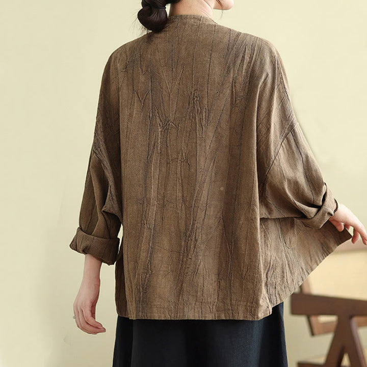 Buddha Stones Plain Long Sleeve Women's Cotton Linen Jacket With Pockets - image 5