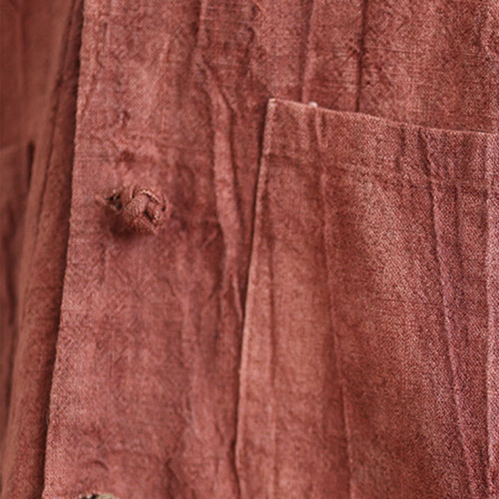 Buddha Stones Plain Long Sleeve Women's Cotton Linen Jacket With Pockets - image 13