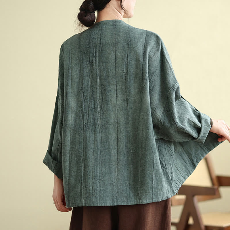 Buddha Stones Plain Long Sleeve Women's Cotton Linen Jacket With Pockets - image 20
