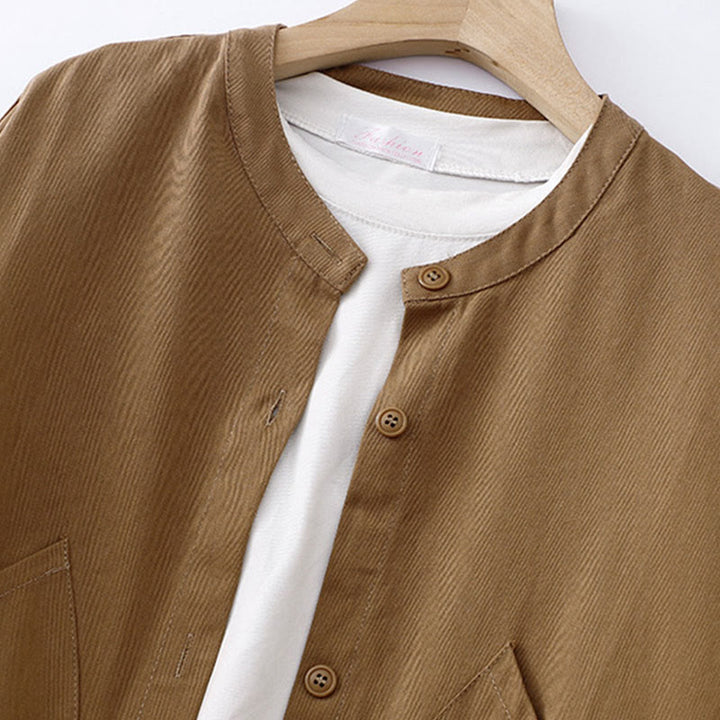 Buddha Stones Solid Color Long Sleeve Women's Cotton Jacket With Pockets - image 3