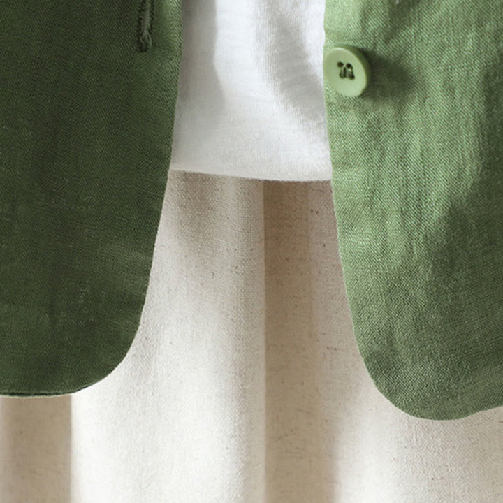 Buddha Stones Pure Color V-neck Women's Cotton Jacket With Pockets - image 22
