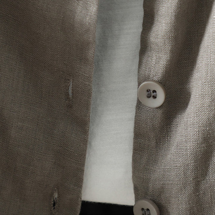 Buddha Stones Pure Color V-neck Women's Cotton Jacket With Pockets - image 27