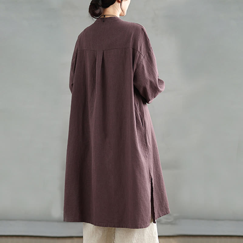 Buddha Stones Casual Frog-button Women's Cotton Linen Coat With Pockets - image 6