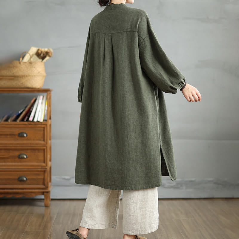 Buddha Stones Casual Frog-button Women's Cotton Linen Coat With Pockets - image 15