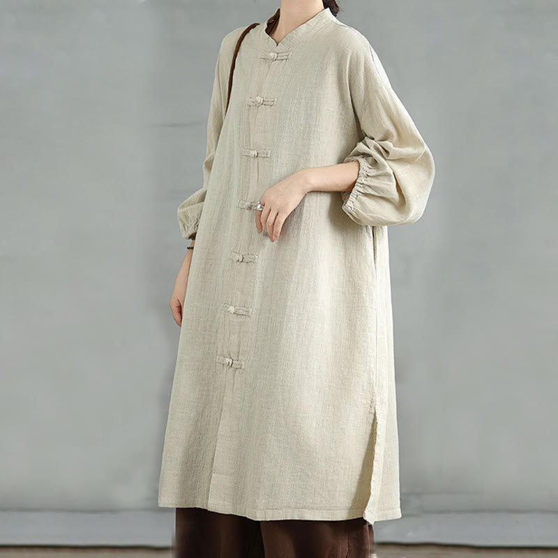 Buddha Stones Casual Frog-button Women's Cotton Linen Coat With Pockets - image 18